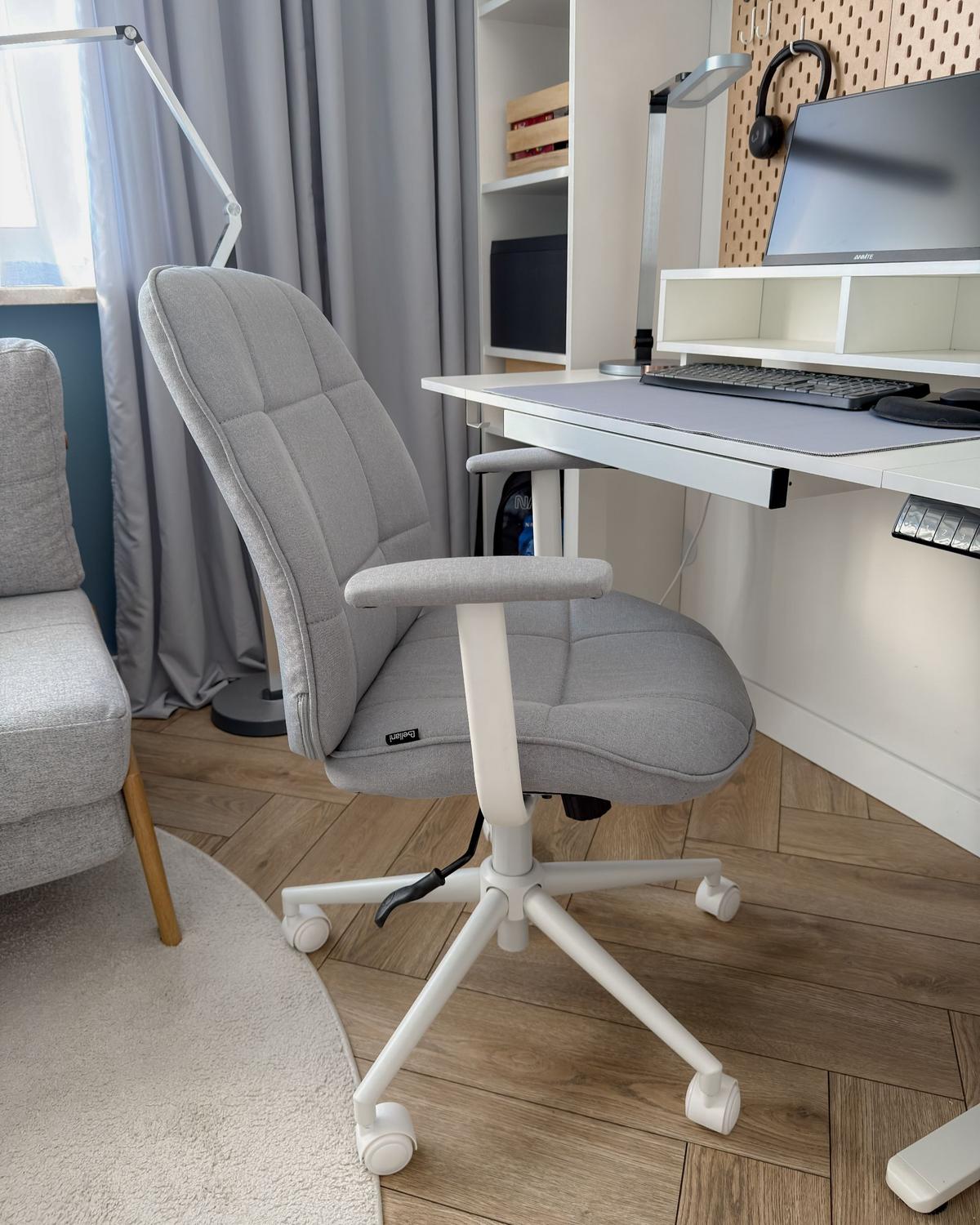 BÜROSTUHL Grau Carlton - Weiß/Grau, Textil (60/87/60cm) - Beliani