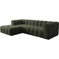 ECKSOFA Mochi L-Form 5-Sitzer Links, Samt, Dunkelgrün 290/75/193 cm - Dunkelgrün/Schwarz, Kunststoff/Textil (290/193cm) - WFL GROUP
