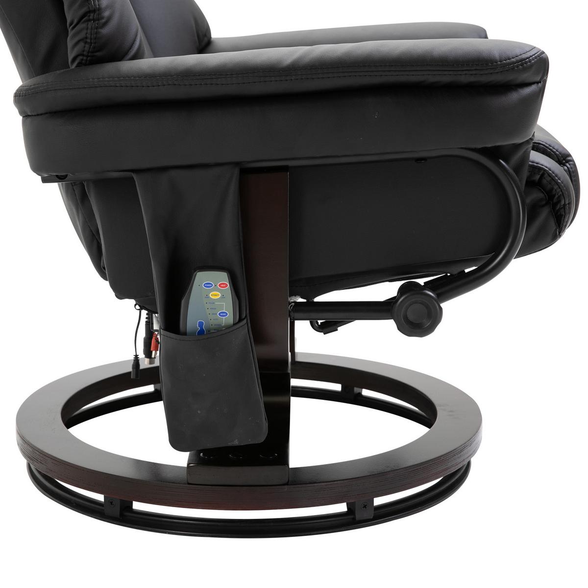 RELAXSESSEL Massagesessel mit Fußhocker Liegefunktion Schwarz 79 x 82 x 101 cm - Schwarz, Holz/Metall (82/101/79cm) - HOMCOM