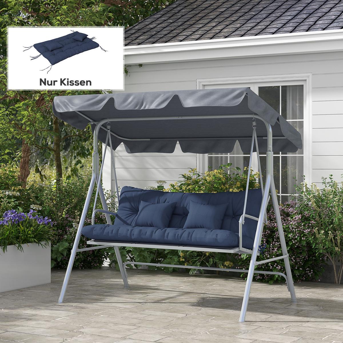 SITZKISSEN 4er Set Polyester PP-Baumwolle Marineblau - Blau, Textil (50/12/150cm) - Outsunny
