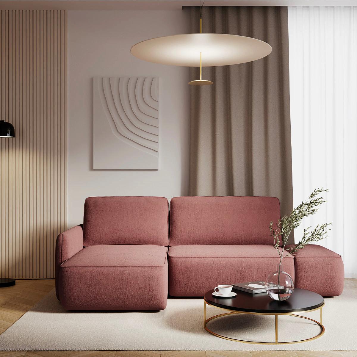 ECKSOFA Alessio 3 Sitzplätze Rose - Pink, Holz (229/148cm) - Petits-meubles