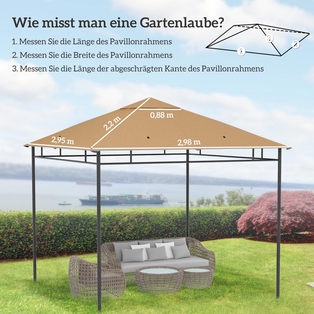 PAVILLONDACH, Sonnenschutz, Beige - Beige, Kunststoff (298/1/298cm) - Outsunny