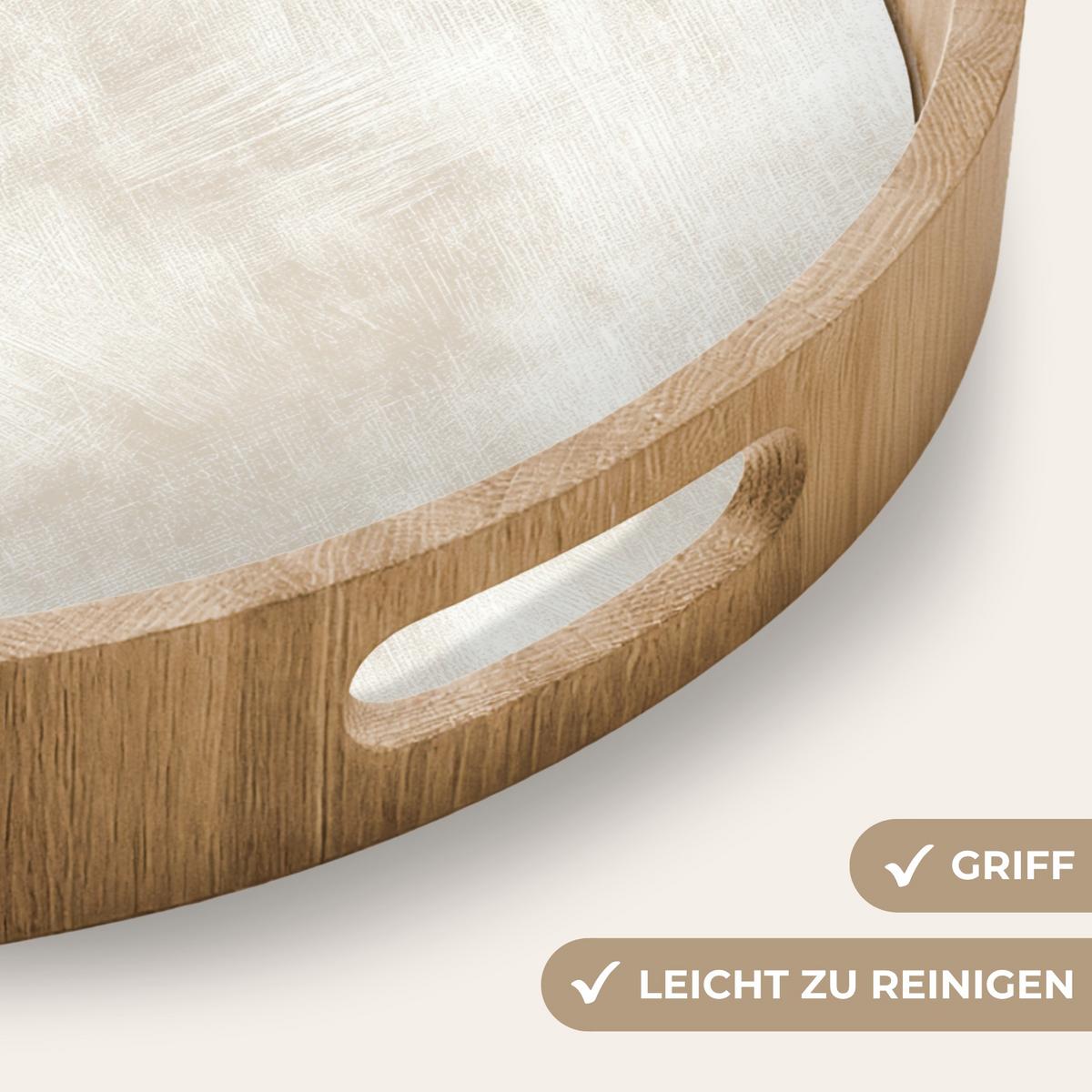 TABLETT Dezent - Textur - Beige 50x50 cm - Creme, Holz (50/5/5cm) - OnlyWow