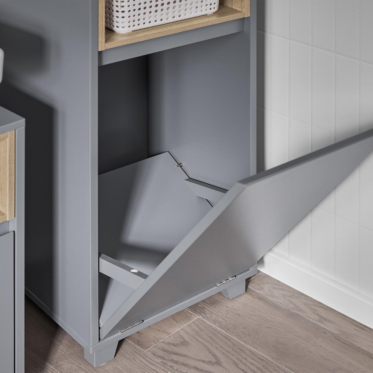 WÄSCHESCHRANK Dunkelgrau - Grau, Holzwerkstoff (35/105/30cm) - SoBuy