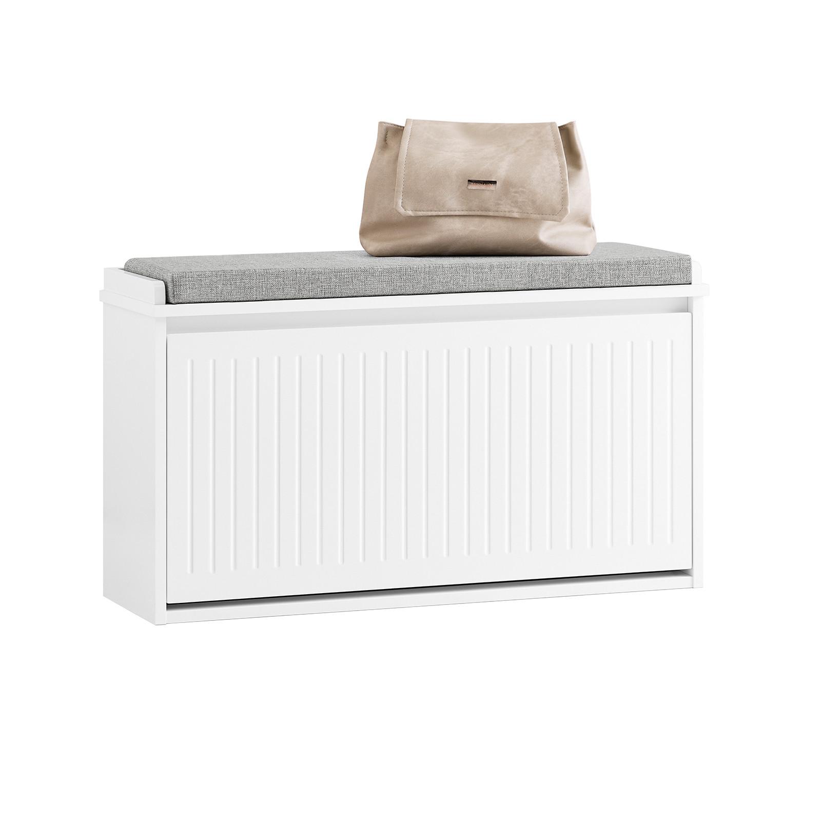 SCHUHBANK mit Sitzfläche, Weiß 80x26x45 cm - Weiß, Holzwerkstoff (80/45/26cm) - SoBuy