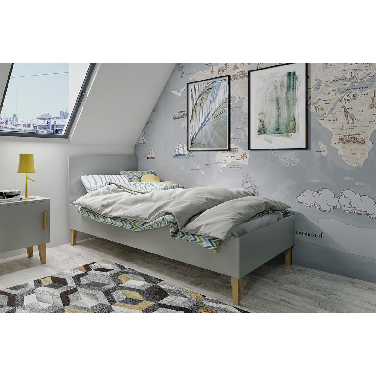 BETT Kubi Grau - Grau, Holzwerkstoff (80/180cm) - Petits-meubles