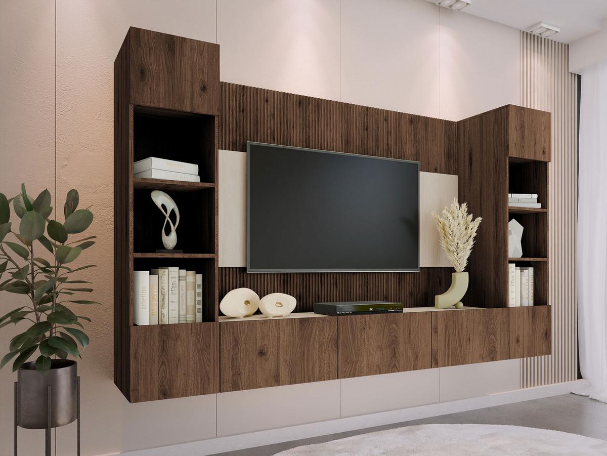 WOHNWAND Deromi I - Braun, Holzwerkstoff (260/150/38cm) - MIRJAN24