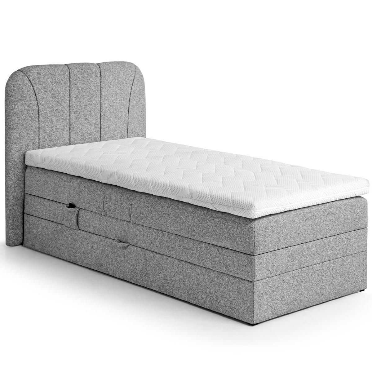 BOXSPRINGBETT Romeo, Einzelbett mit elektrischer Matratzenverstellung, 90x200 cm, Grau - Grau, Textil (90/200cm) - Beautysofa