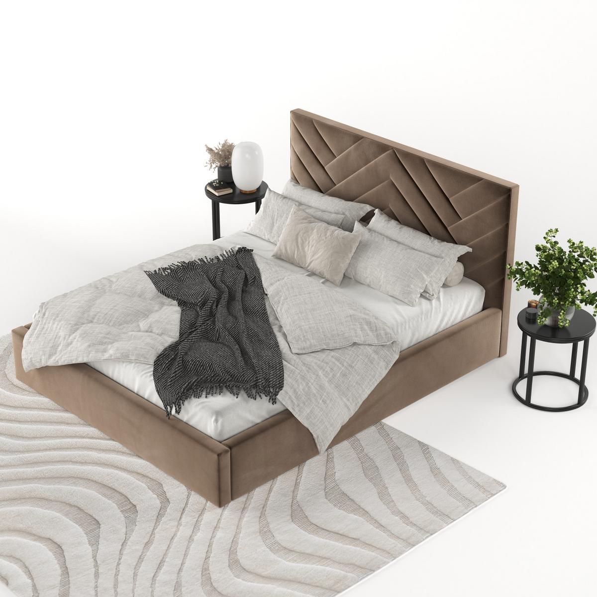 POLSTERBETT Arco 140/200 cm Braun im Paros Stoff - Schwarz/Naturfarben, Holz/Holzwerkstoff (140/200cm) - AltaBeds