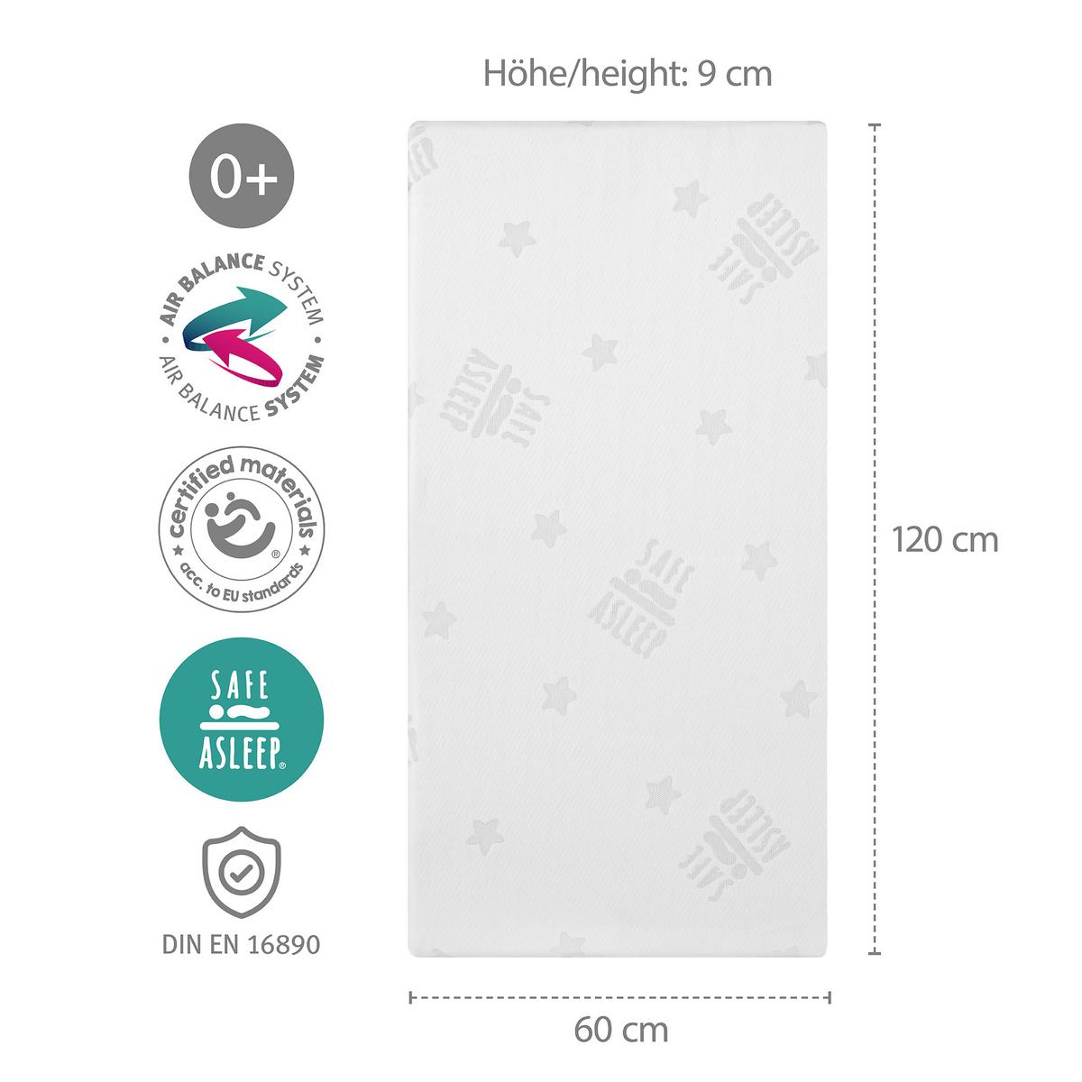 BABYBETTMATRATZE Air Balance PLUS 60 x 120 cm - Weiß, Textil (60/120cm) - Roba