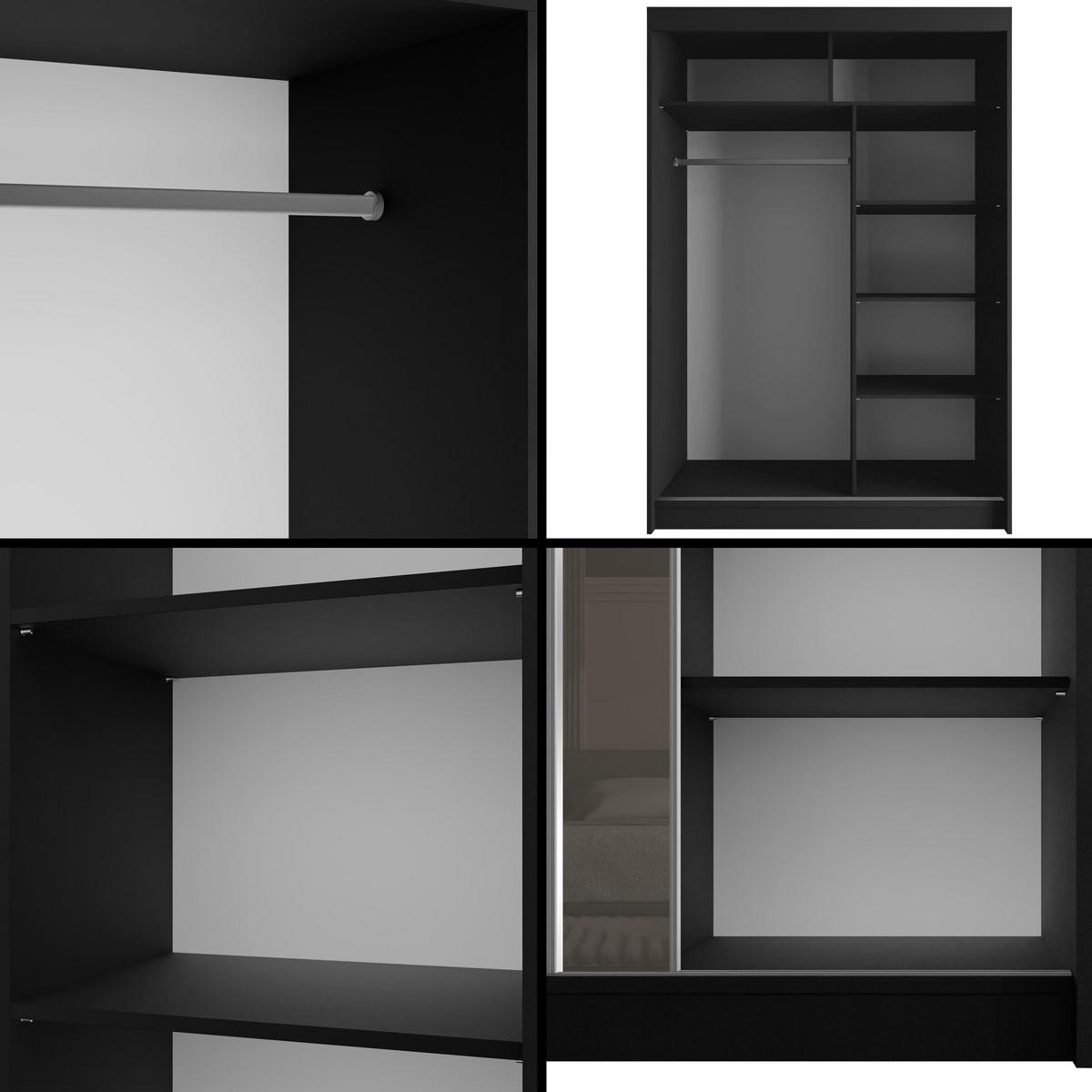 KLEIDERSCHRANK VESLI - 120 cm - Schwarz|Grau - Schwarz/Grau, Holzwerkstoff (120/215/61cm) - ALTDECOR