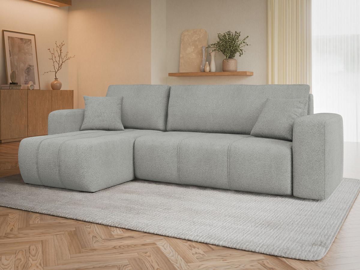 ECKSOFA Furyn Boucle - Schwarz/Grau, Holzwerkstoff/Kunststoff (244/145cm) - MIRJAN24
