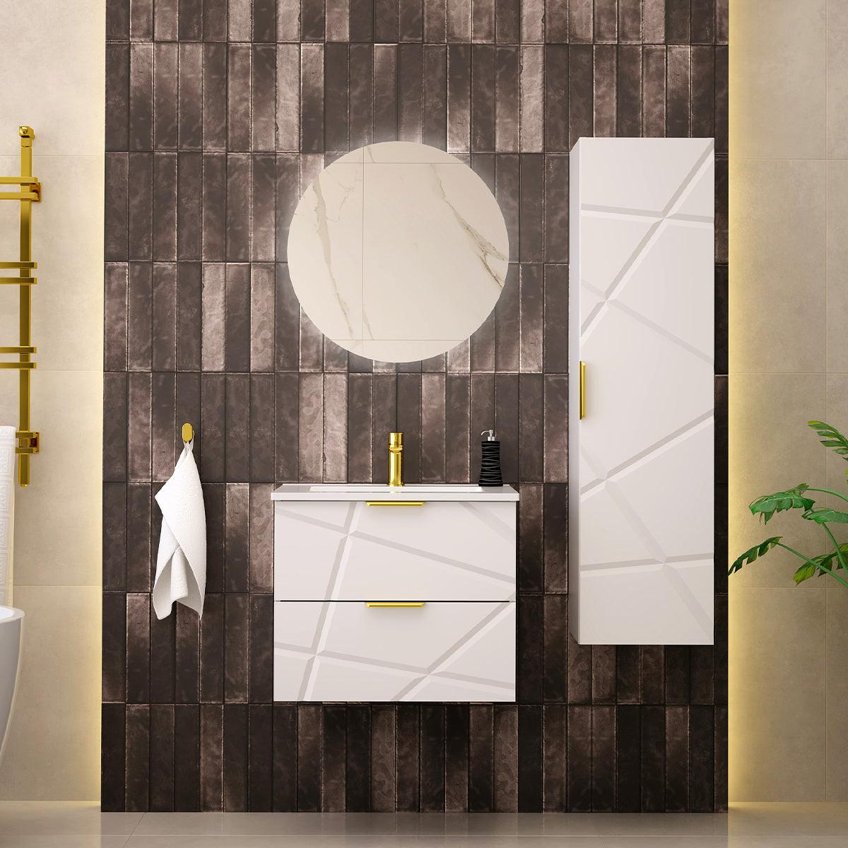 BADMÖBEL 60cm Aurora 2er-Set Weiß - Weiß, Holzwerkstoff (60/50/45.8cm) - Petits-meubles