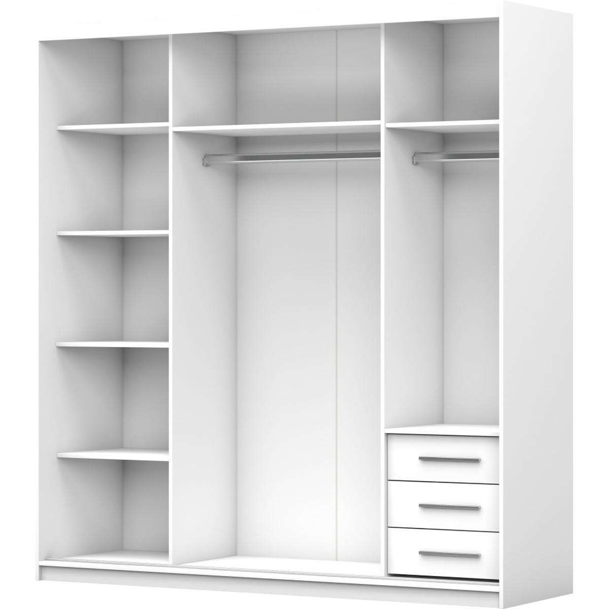 SCHWEBETÜRENSCHRANK 203/218/61 cm 2-türig Pola 38 Weiß,Weiß - Alufarben/Weiß, Glas/Holzwerkstoff (203/218/61cm) - imoebel24