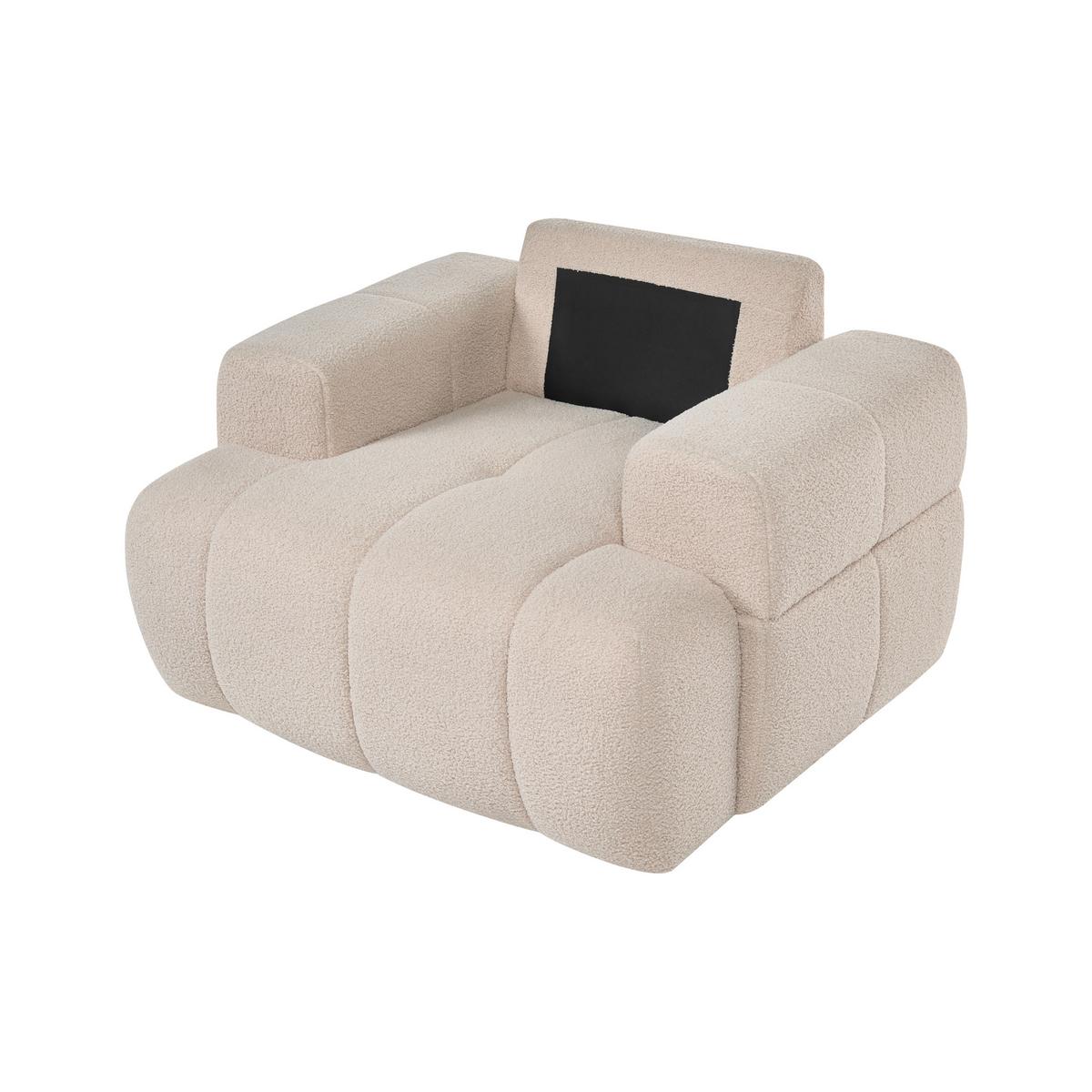 SESSEL Bouclé Beige Narilla - Beige, Kunststoff/Textil (111/81/92cm) - Beliani