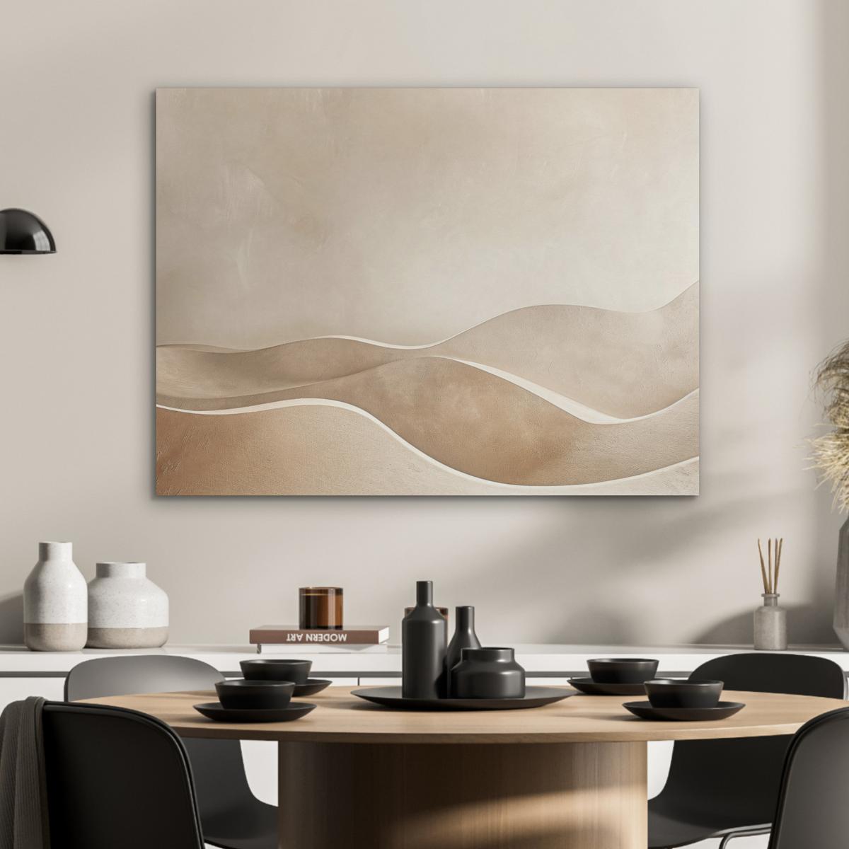 AKUSTIKBILD Beige - Natur - Abstrakt - Modern Gemälde 80x60 cm - Beige, Kunststoff (80/60/0.9cm) - MuchoWow