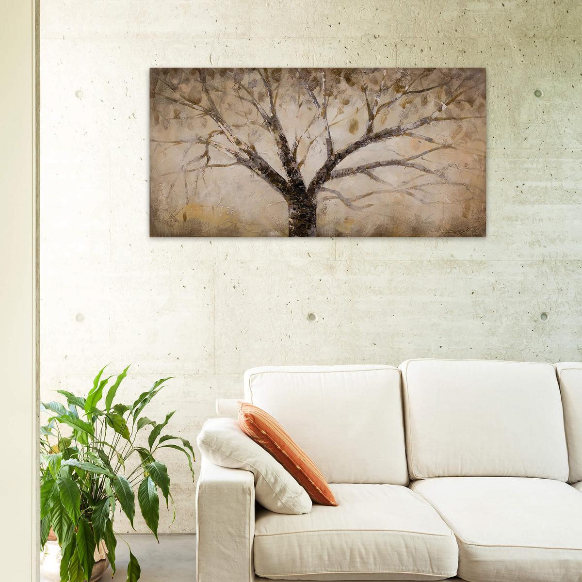 ACRYLBILD HANDGEMALT 120/60 cm - Weiß, Holz/Textil (120/60cm) - KUNSTLOFT