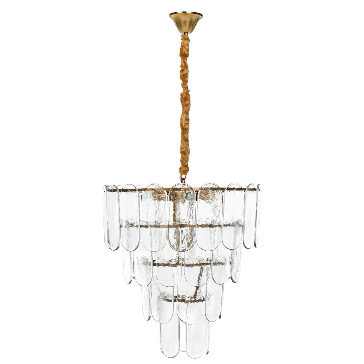 KRONLEUCHTER Glas Messing Caraveli - Transparent/Messingfarben, Glas (48/48/107cm) - Beliani