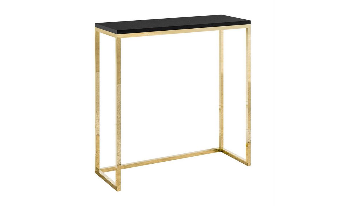KONSOLE MODERN II 80/30/80 cm Goldchrom/Schwarz Hochglanz - Goldfarben/Schwarz, Holzwerkstoff/Metall (80/80/30cm) - Lookway