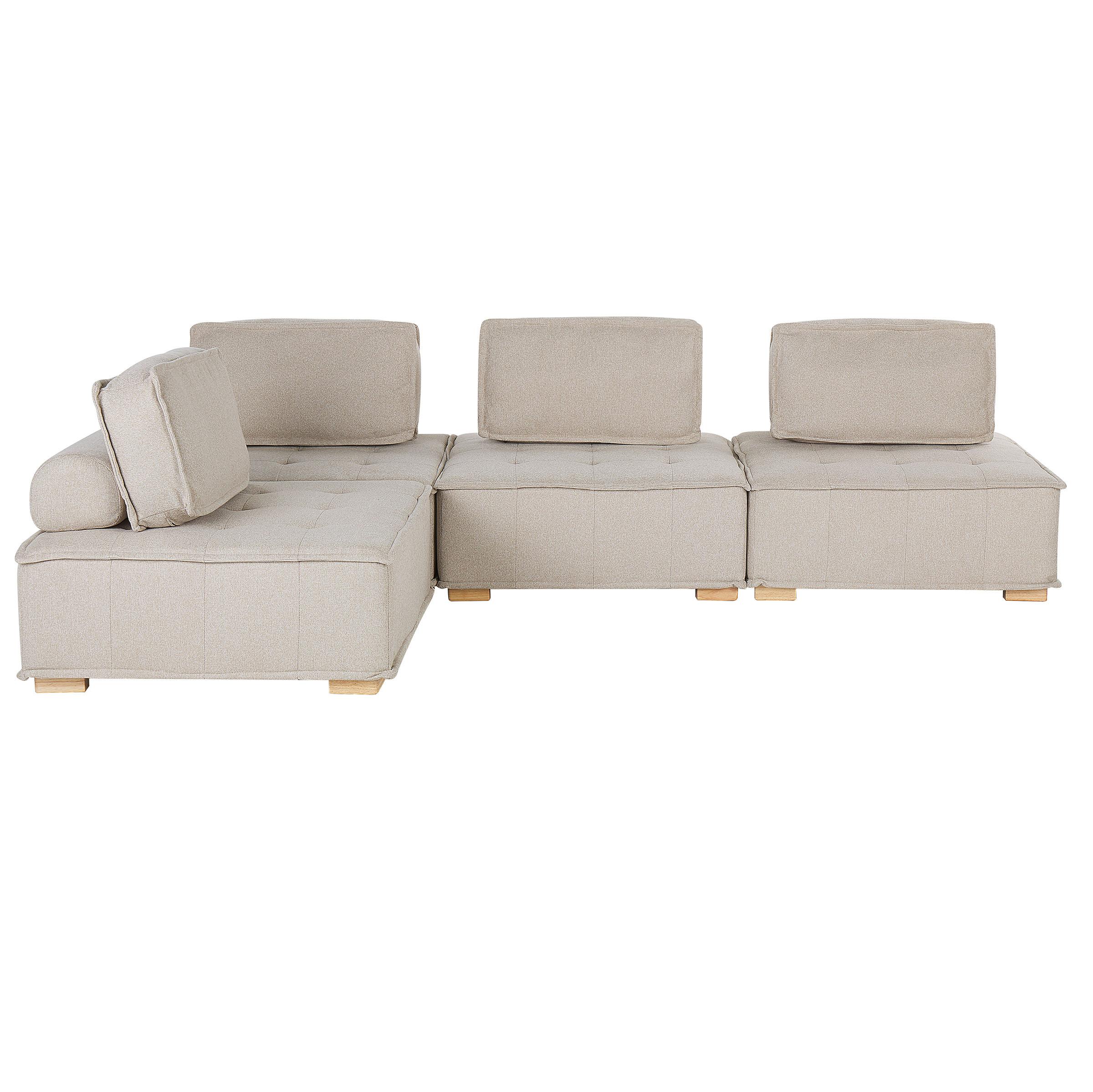 ECKSOFA Modul 4-Sitzer rechtsseitig Hellbeige Stoff Tibro - Beige/Braun, Textil (300/200cm) - Beliani