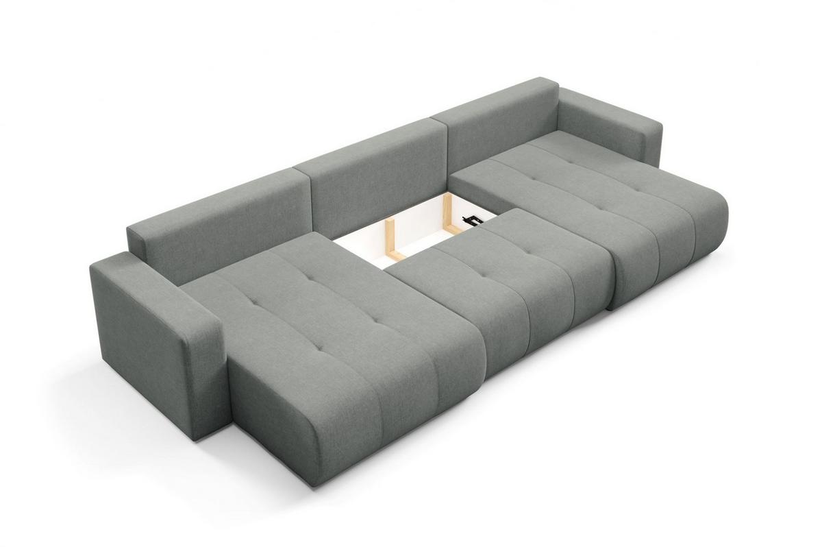 WOHNLANDSCHAFT Augusto - Grau, Holzwerkstoff/Textil (344/82/149cm) - Fun Möbel