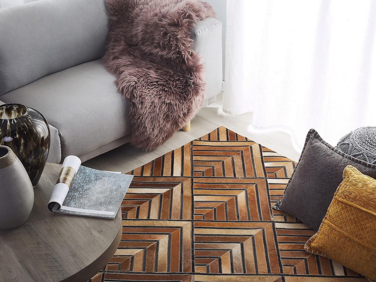 KURZFLOR-TEPPICH Tekir 200/140 cm - Braun, Fell (140/200cm) - Beliani