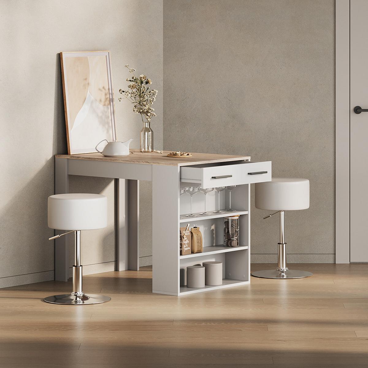 ESSTISCH Regusa Sonoma/Weiß 67 x 100 cm - Weiß/Sonoma Eiche, Holzwerkstoff (100/67/77.5cm) - Livinity®