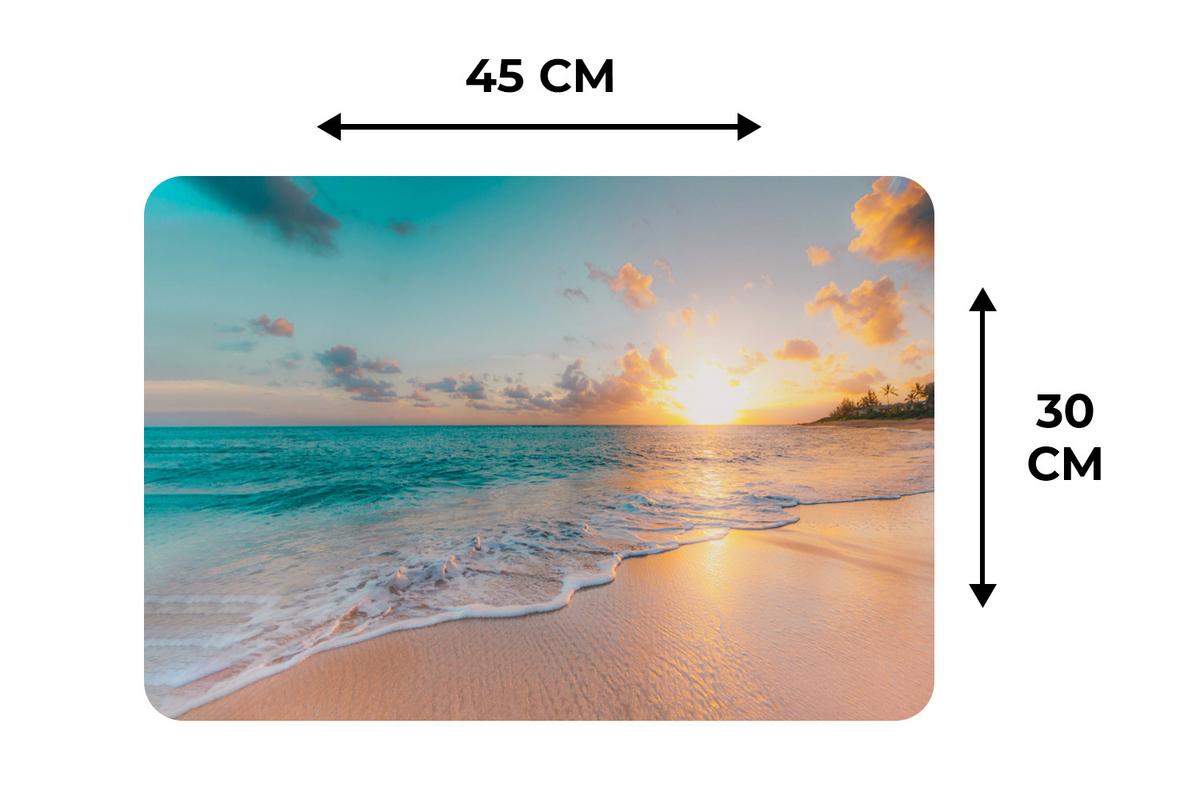 PLATZSETS 6er-Set Sonnenuntergang - Strand - Meer - Sommer - Blau Abwaschbar 45x30 cm - Türkis, Kunststoff (0.3/45/30cm) - MuchoWow