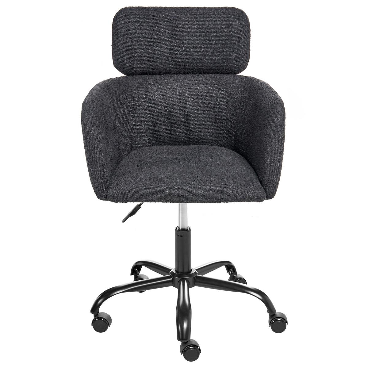 SCHREIBTISCHSTUHL Bouclé Schwarz Alena - Schwarz, Textil (60/84/60cm) - Beliani