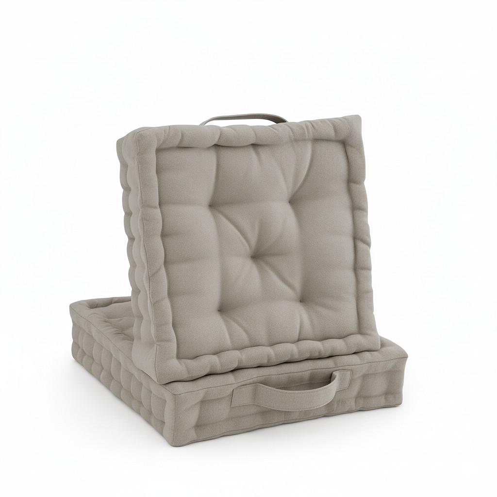 STUHLKISSEN Mila 50x50x10cm Taupe (2tlg) - Taupe, Textil (50/50/10cm) - Beautissu 
