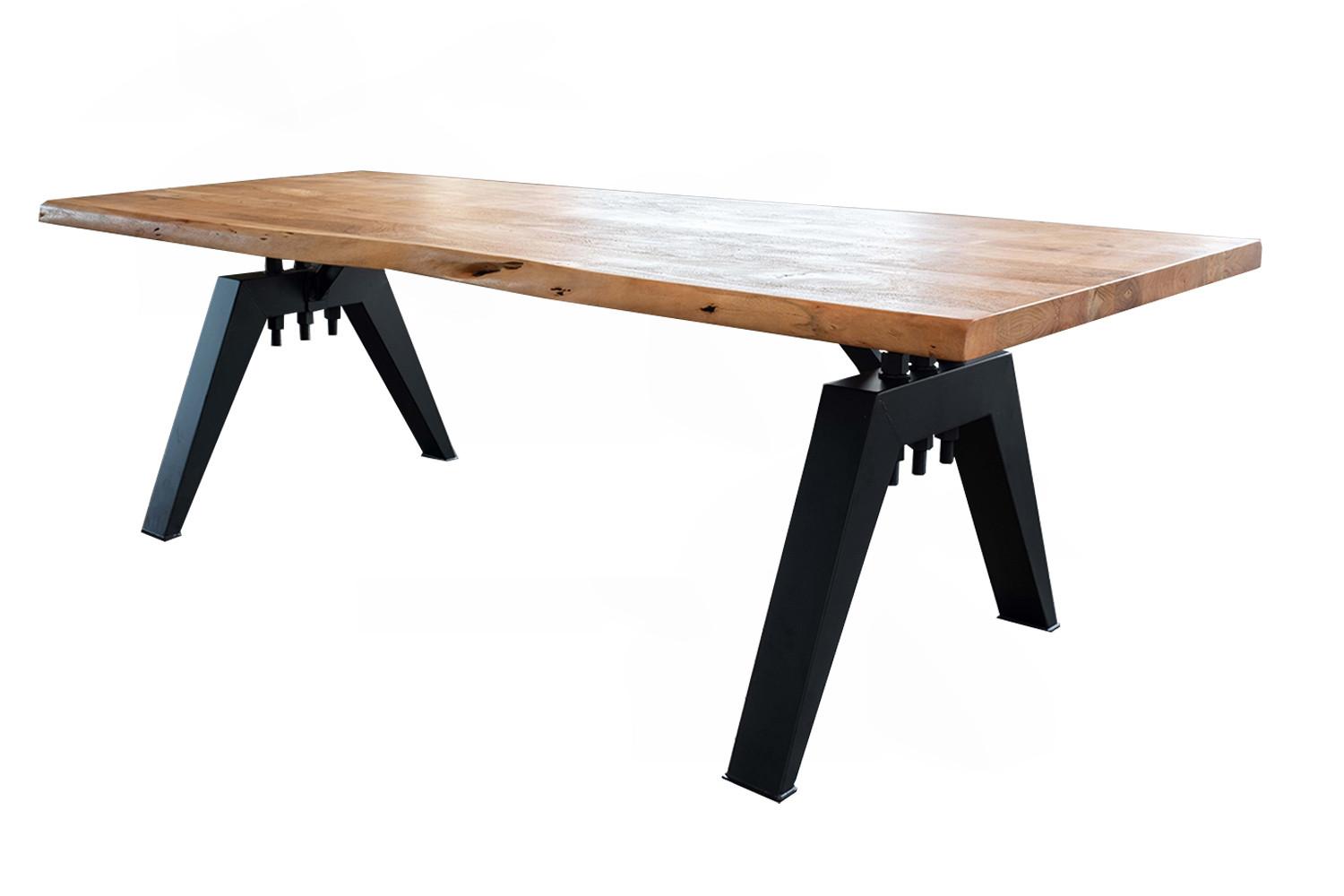ESSTISCH MIT BAUMKANTE REY Braun Akazie - Schwarz/Braun, Holz/Metall (100/200/78cm) - KAWOLA