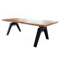 ESSTISCH MIT BAUMKANTE REY Braun Akazie - Schwarz/Braun, Holz/Metall (100/200/78cm) - KAWOLA