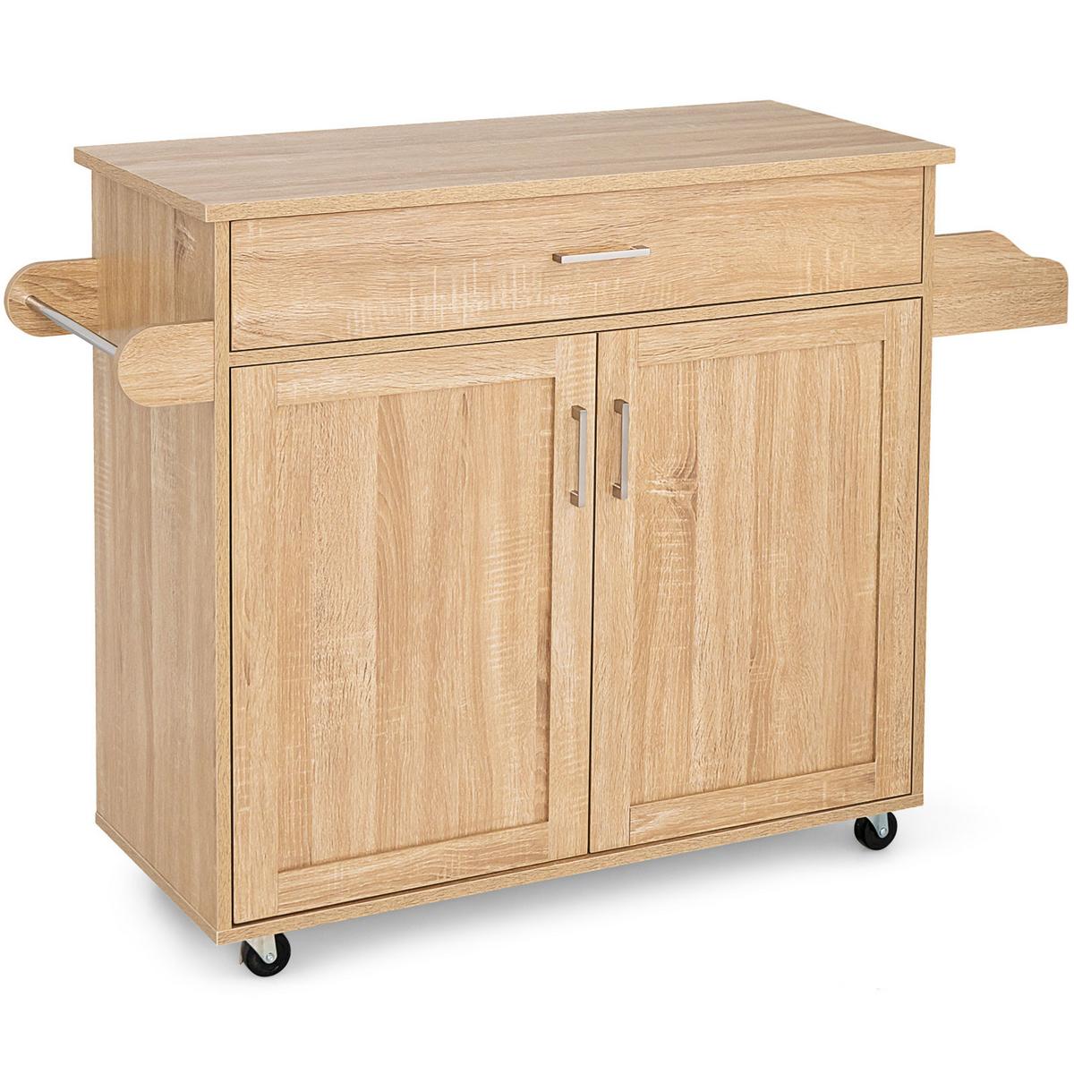 KÜCHENWAGEN Holz Natur - Weiß, Holz (116/85/40cm) - COSTWAY