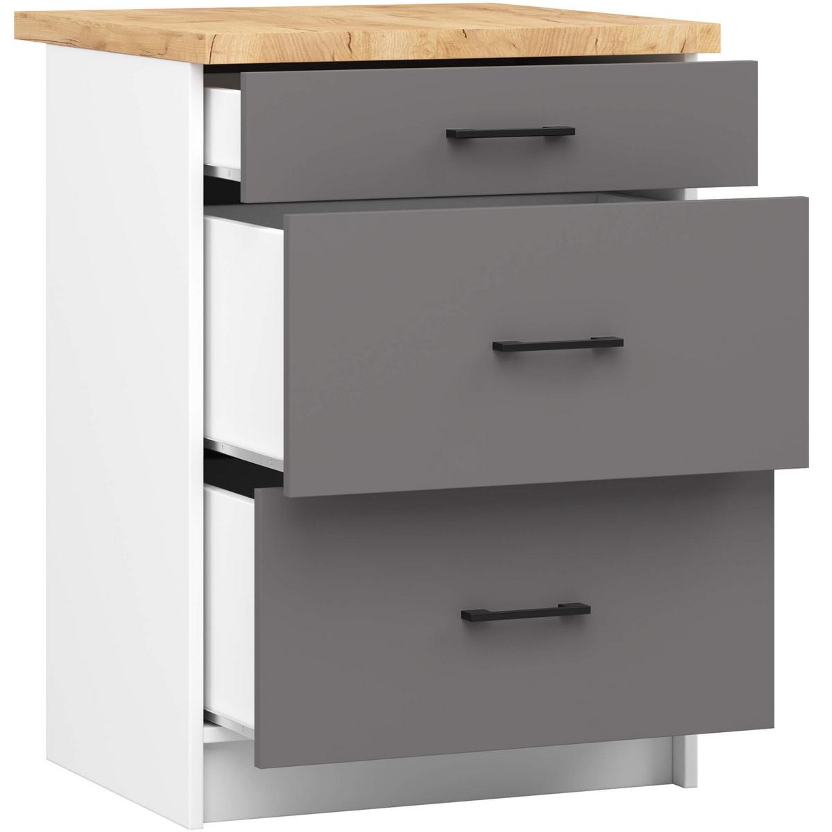 UNTERSCHRANK Weiß, Graphit Grau 85/60/46 - Dunkelgrau/Weiß, Holzwerkstoff (60/85/46cm) - RAUMHIRSCH FURNITURE