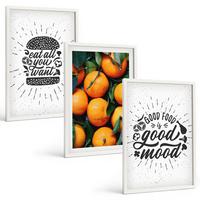 BILDER SET 3er Set - 40x60 cm Weißer Rahmen - Juicy Oranges Kitchen - Weiß, Kunststoff (40/60cm) - TULUP
