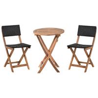 BISTRO-SET Akazienholz Braun/Schwarz Rivarotta - Braun, Holz - Beliani