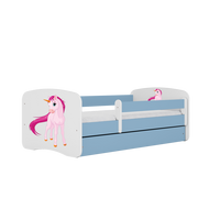 KINDERBETT Einhorn mit Schublade und Matratze 160/80 - Blau, Holzwerkstoff (80/160cm) - RAUMHIRSCH FURNITURE