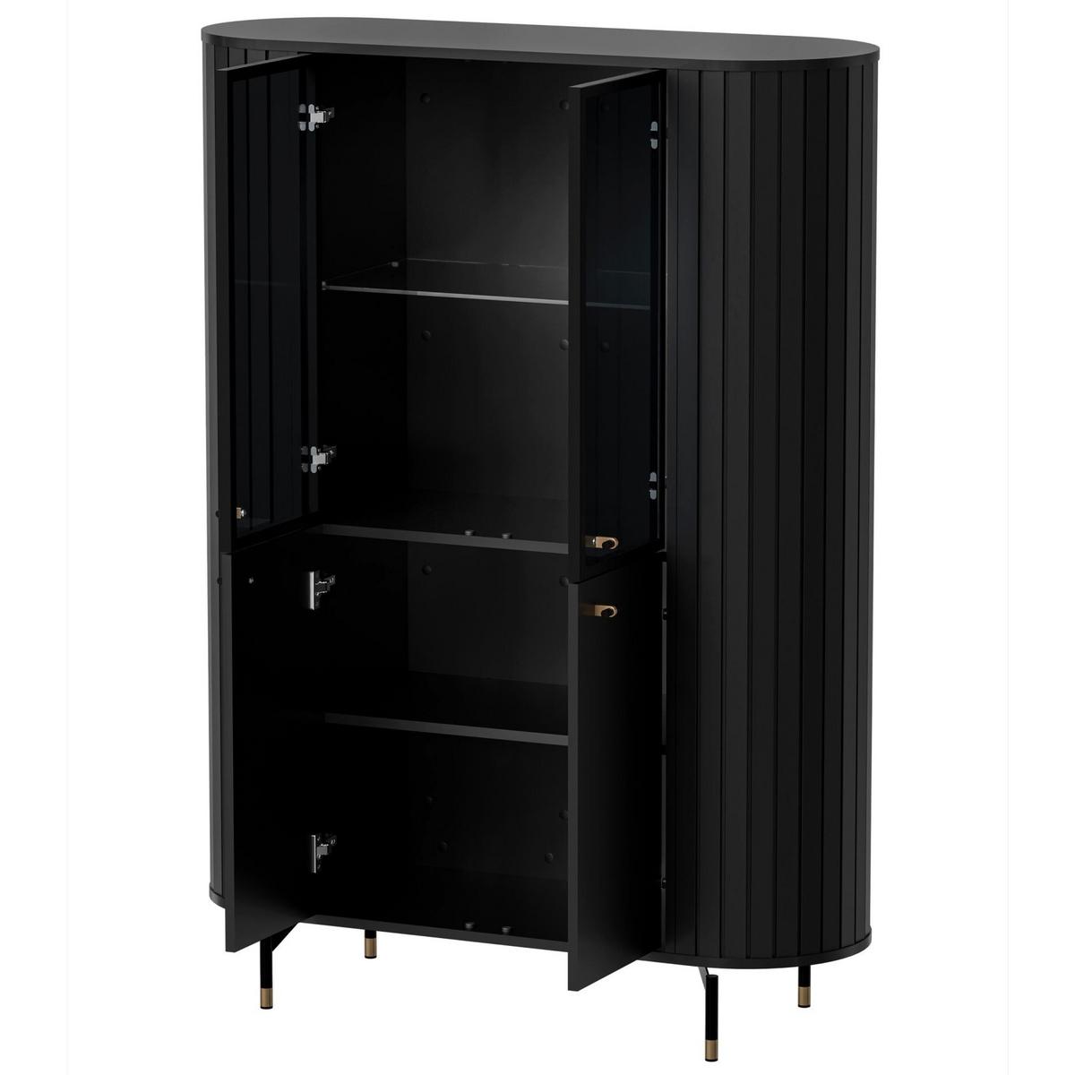 VITRINE Zante Schwarz 112 cm - Schwarz, Holzwerkstoff/Metall (112.3/155/40cm) - Selsey