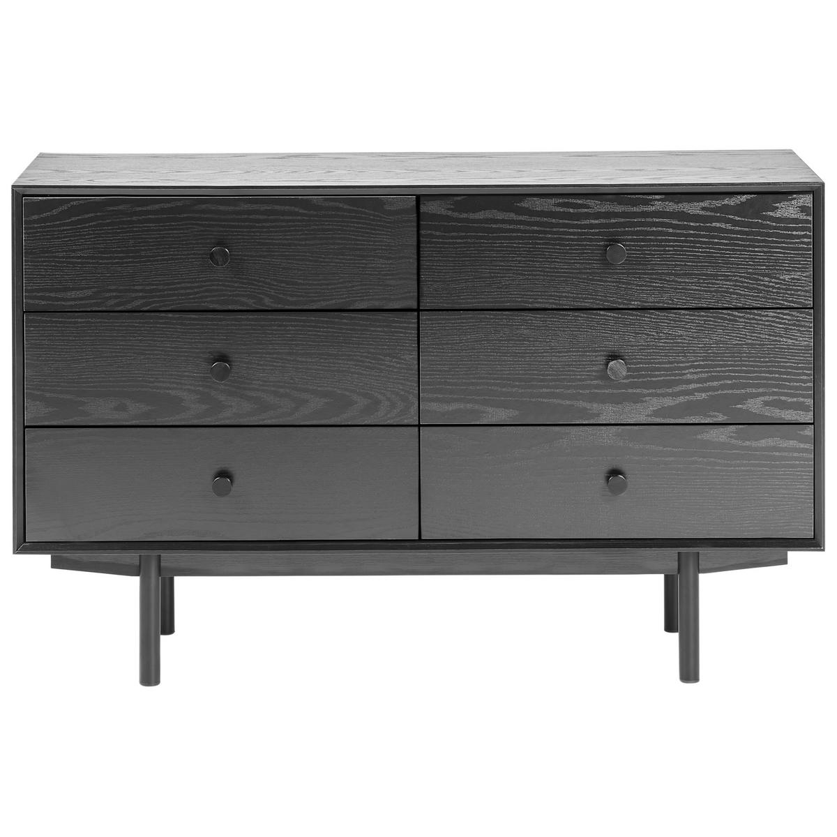 KOMMODE mit 6 Schubladen Schwarz Alcester - Schwarz, Holzwerkstoff (120/75/40cm) - Beliani