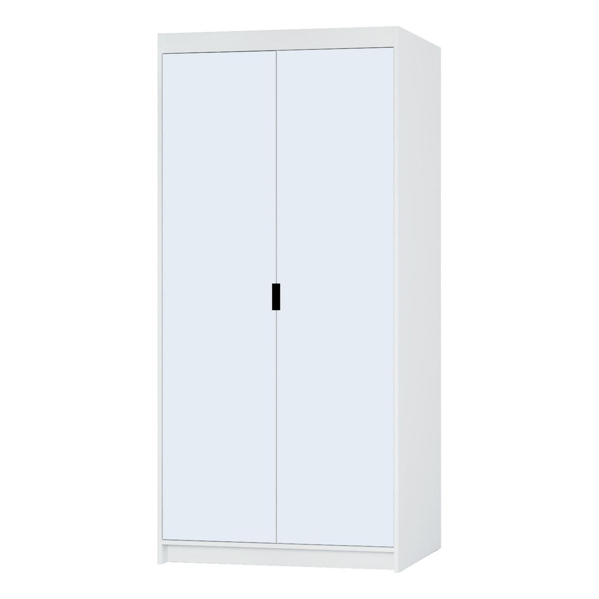 KLEIDERSCHRANK Storicos Weiß 89,7/190,5/53 cm - 2T Modern mit Spiegel - Weiß, Holzwerkstoff/Kunststoff (89.7/190.5/53cm) - AX Living