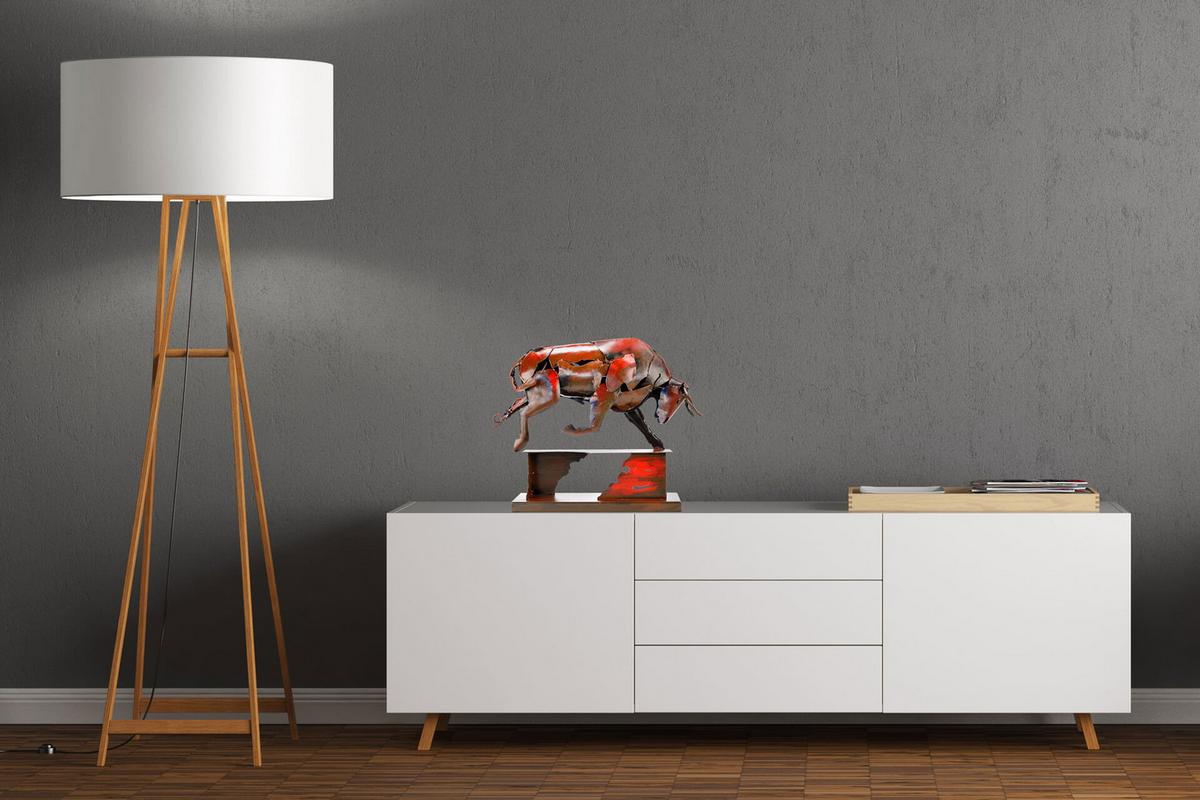 METALLSKULPTUR Rot 39/48 cm - Rot, Metall (2.9/48/12cm) - KUNSTLOFT