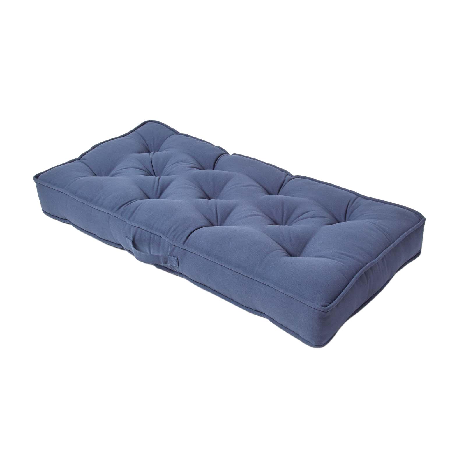 SITZAUFLAGE für Zweisitzer-Sofa 100 x 48 cm – dickes Sitzkissen dunkelblau - Dunkelblau, Textil (48/100/10cm) - Homescapes