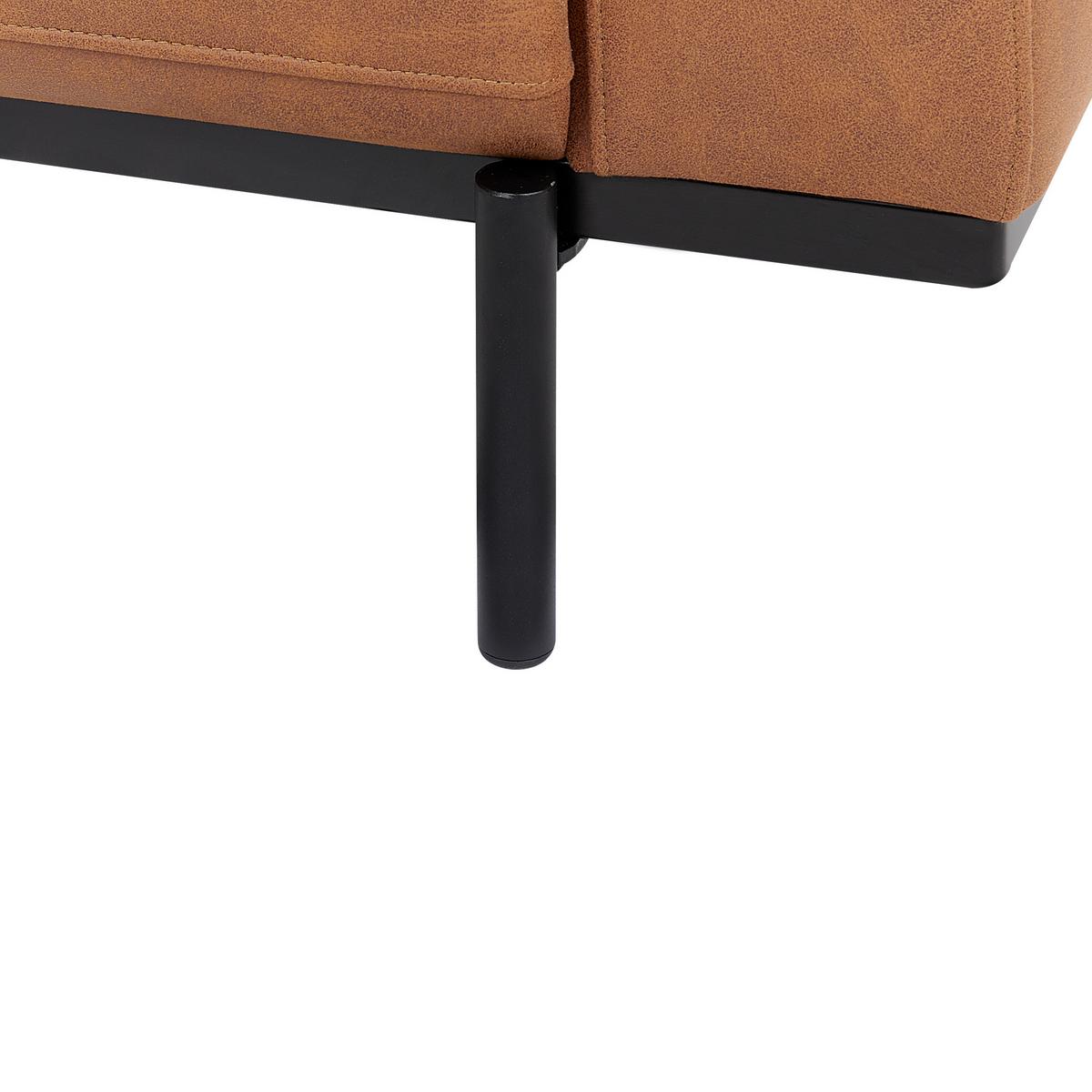 3-SITZER-SOFA Stoff braun Lederoptik Sovik - Braun, Textil (215/72/87cm) - Beliani