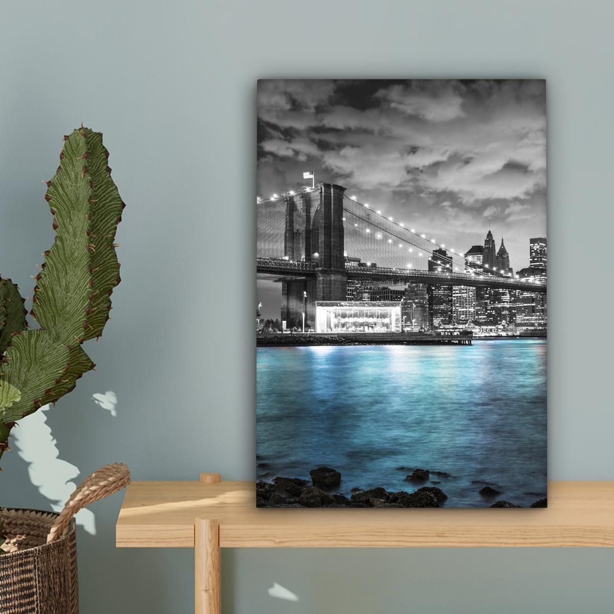 LEINWANDBILD New York - Skyline - Stadt - Blau Deko Wohnzimmer 20x30 cm - Blaugrau, Textil (20/30cm) - MuchoWow