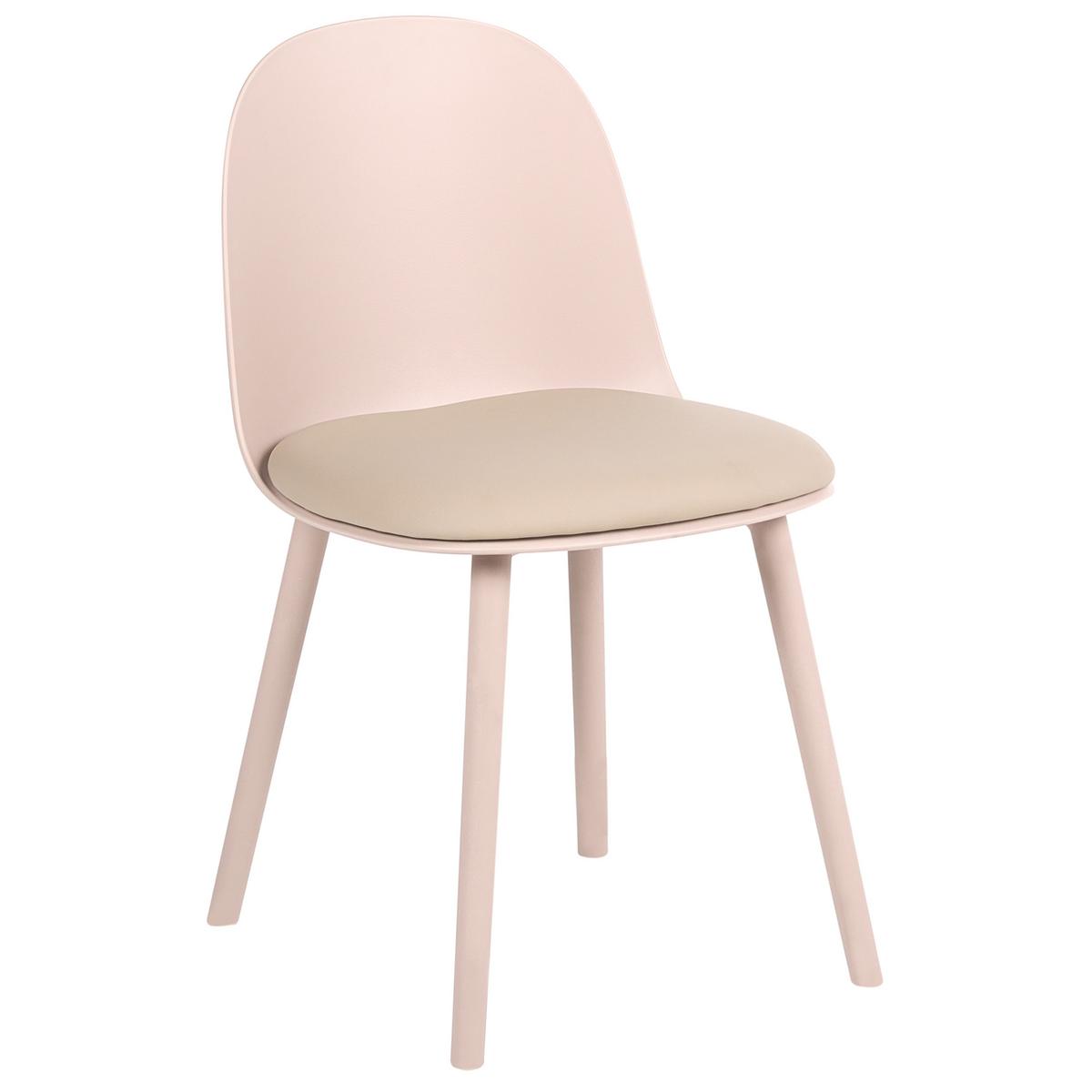 ESSZIMMERSTUHL 2er Set Kunstleder Beige Ankeny - Beige, Kunststoff (46/80/48cm) - Beliani
