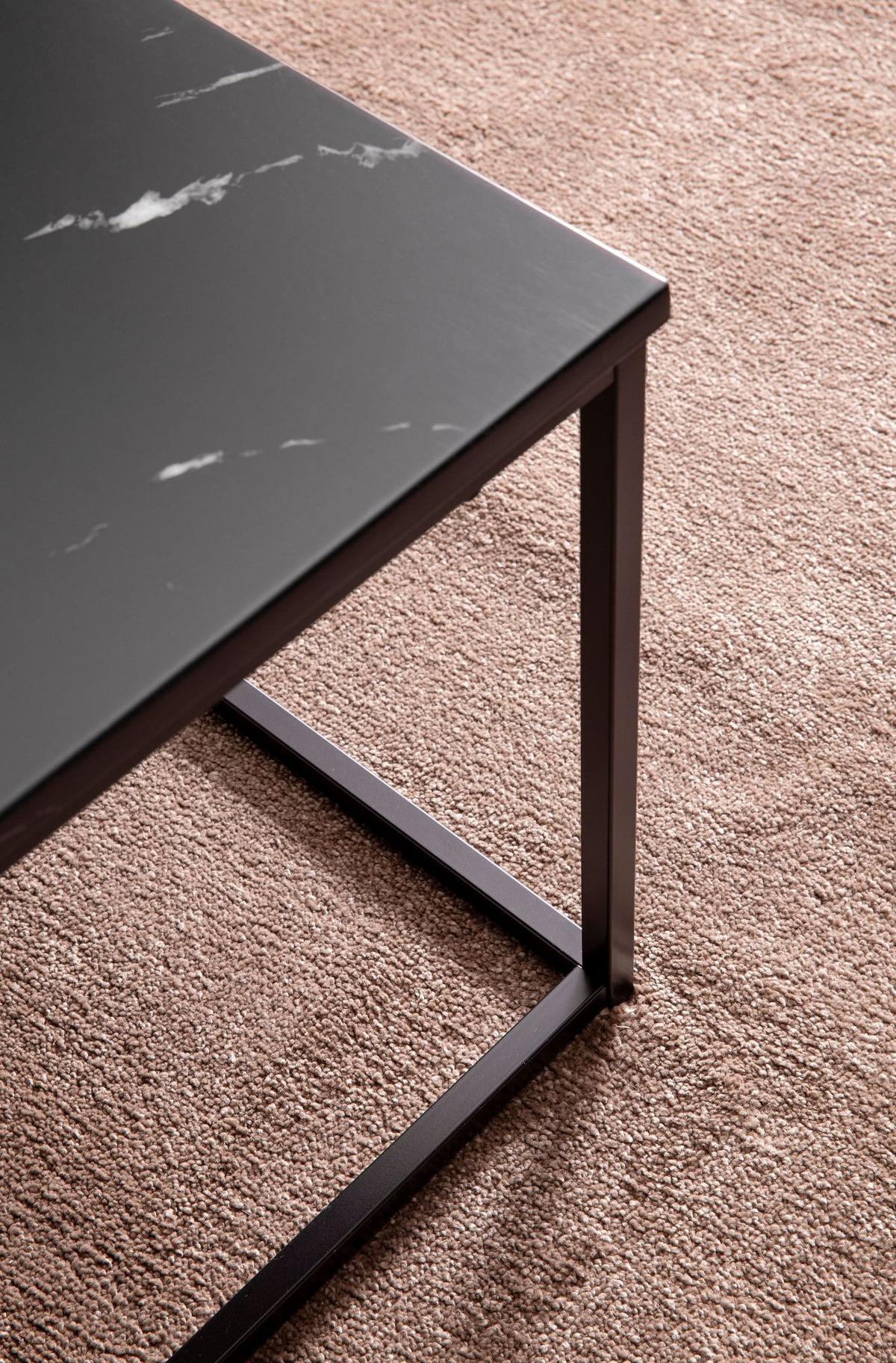 COUCHTISCH mit Marmor-Optik, Metallbeine, rechteckig, Serie MARBRIX, Schwarz 100x60x40 cm - Schwarz, Holz/Metall (60/100/40cm) - KADIMA DESIGN