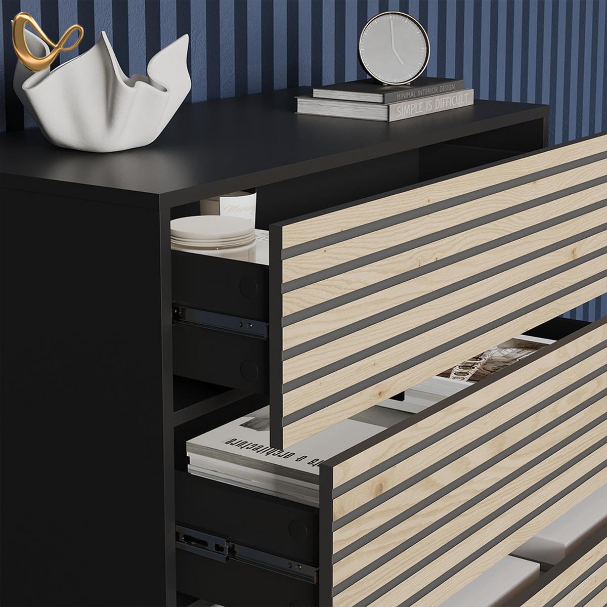KOMMODE Aterno Goldkraft Eiche/Anthrazit 80 x 81.2 cm 2 Schubladen - Honigeiche/Anthrazit, Holzwerkstoff (80/81.2/40cm) - Livinity®