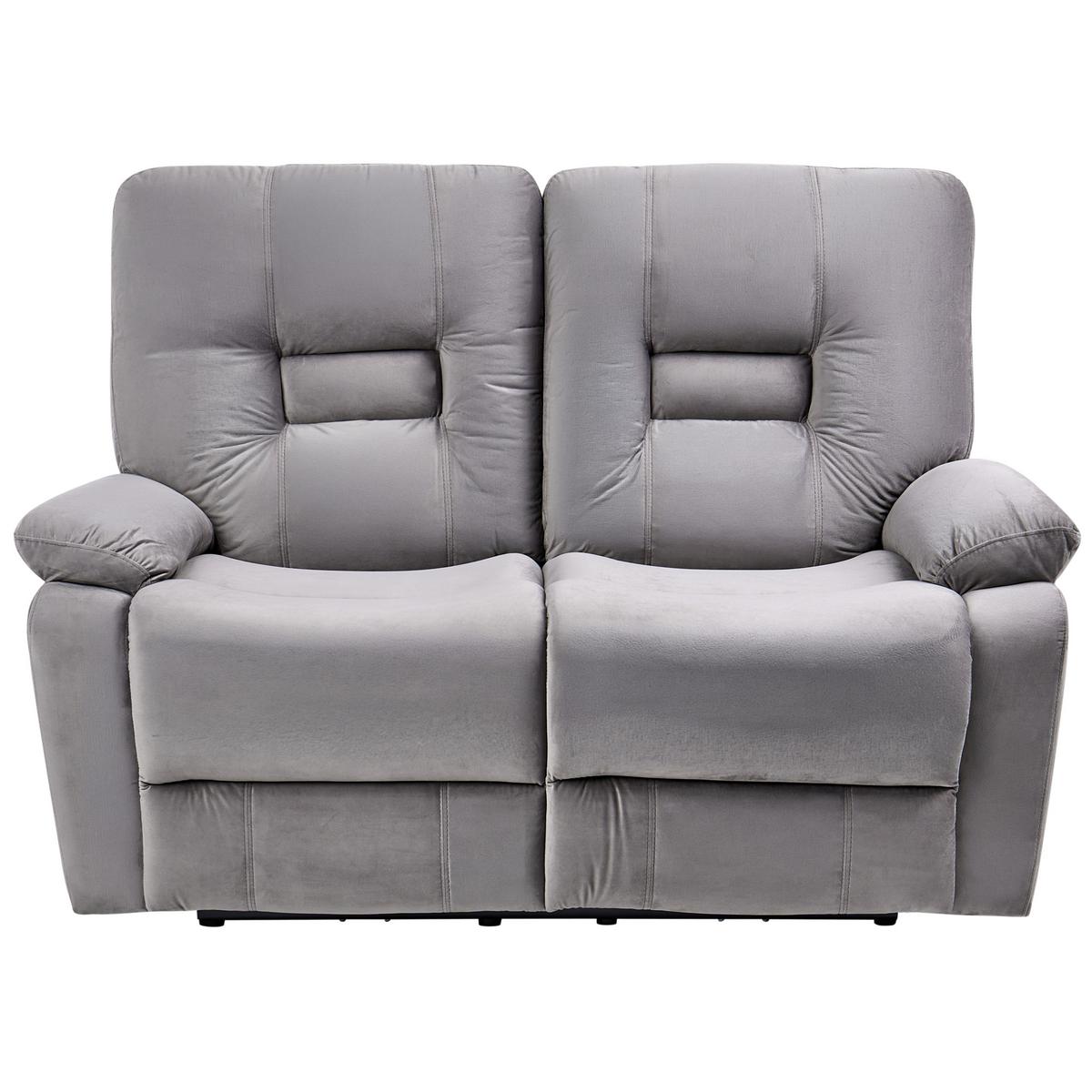 SOFA elektrisch verstellbar 2-Sitzer Samtstoff Grau Bergen - Dunkelgrau, Textil (149/101/72cm) - Beliani