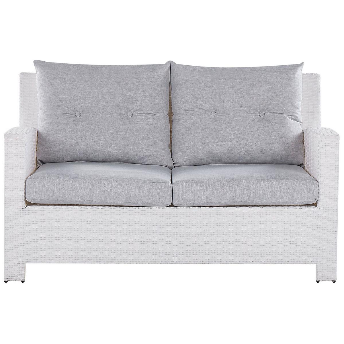 LOUNGE-SET 4-sitzer Rattan Weiß Marino - Weiß, Kunststoff - Beliani