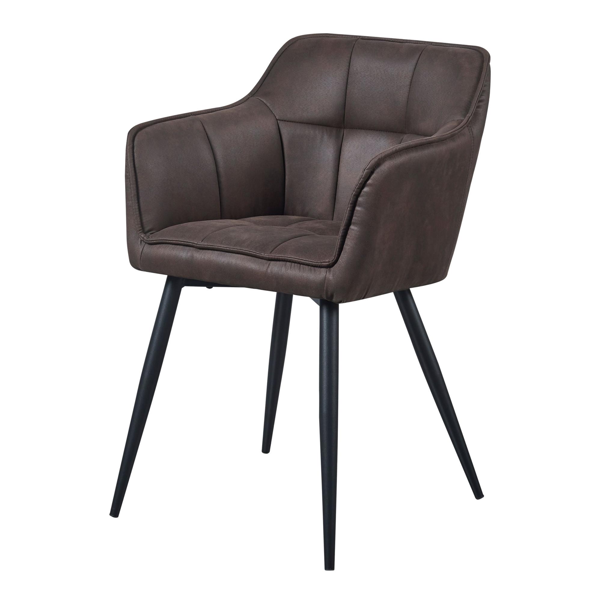 ARMLEHNSTUHL Birmingham - Dunkelbraun/Schwarz, Textil/Metall (60/82/59cm) - [en.casa]